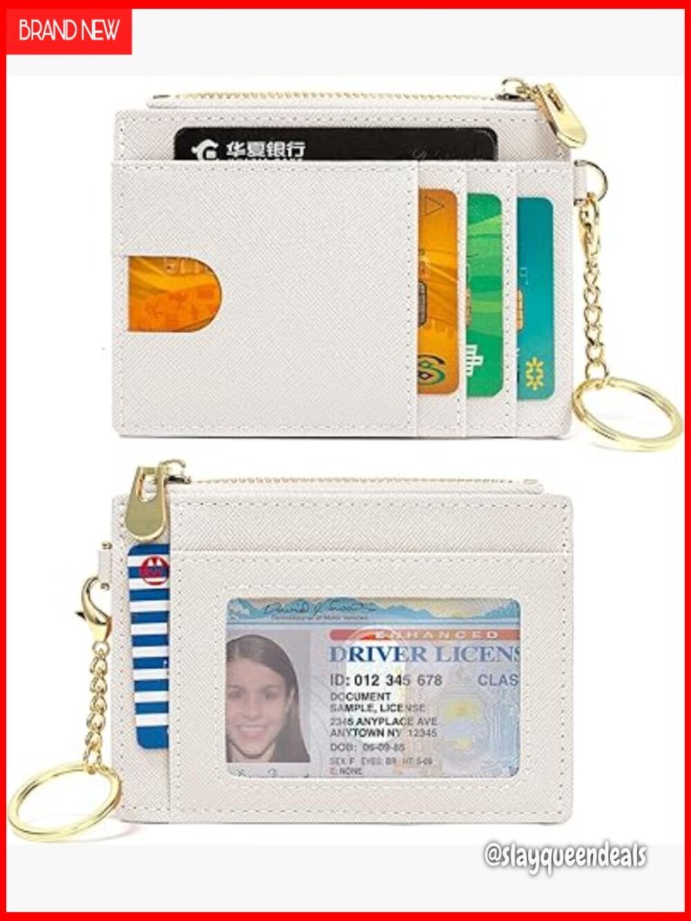 Slim RFID Blocking Card Holder Wallet Keychain Zipper Coin Purse Mini Case